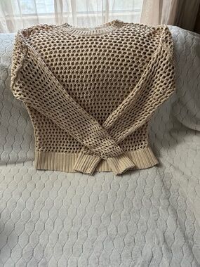 Old Navy Cream Open-Weave Knit Sweater